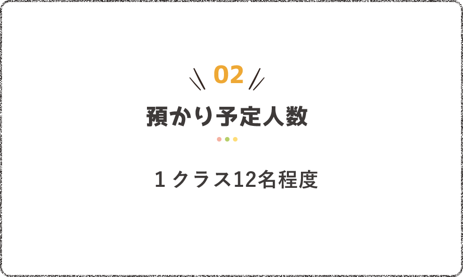 預かり予定人数1クラス18名程度